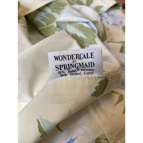 2 Vintage Wondercale Springmaid Standard Blue Floral Cabbage Roses Pillowcases - Picture 5 of 9